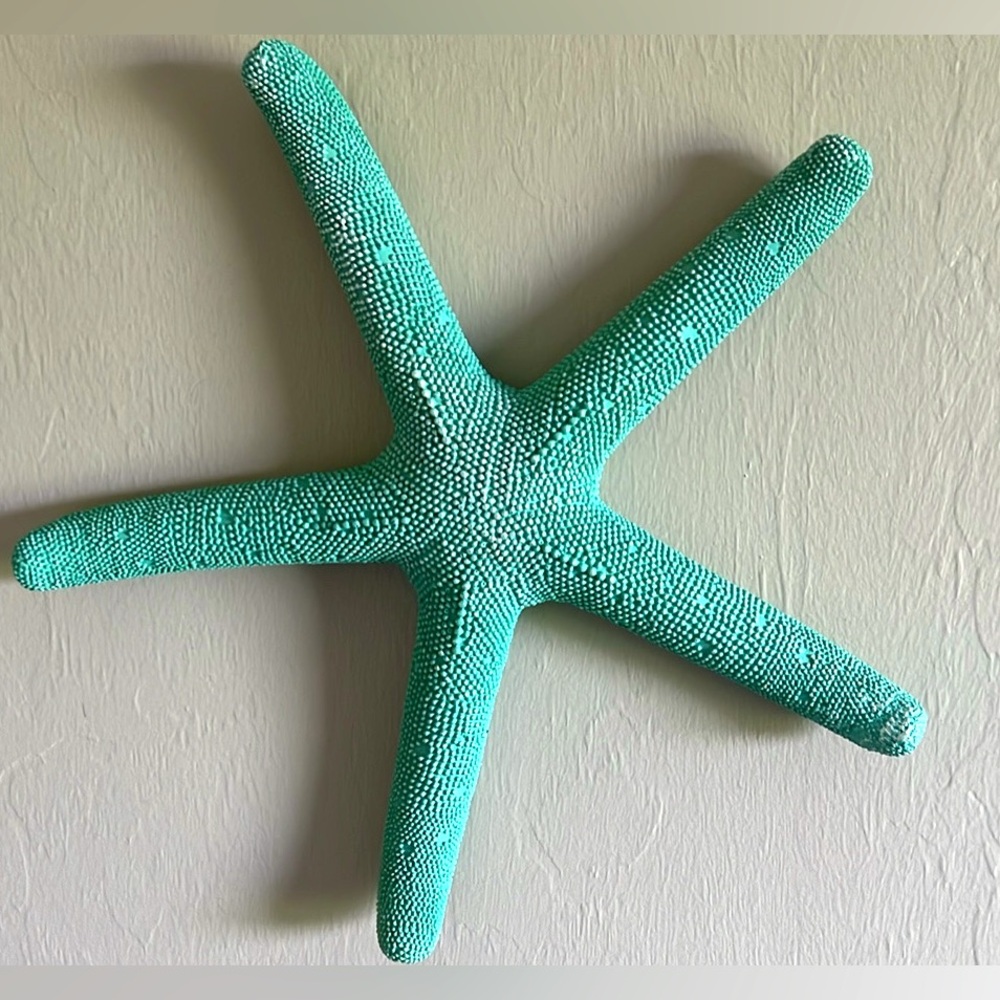 Aqua Blue Beaded Starfish Wall Decor
